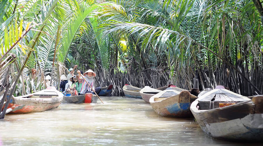 rowing boat in Mekong delta