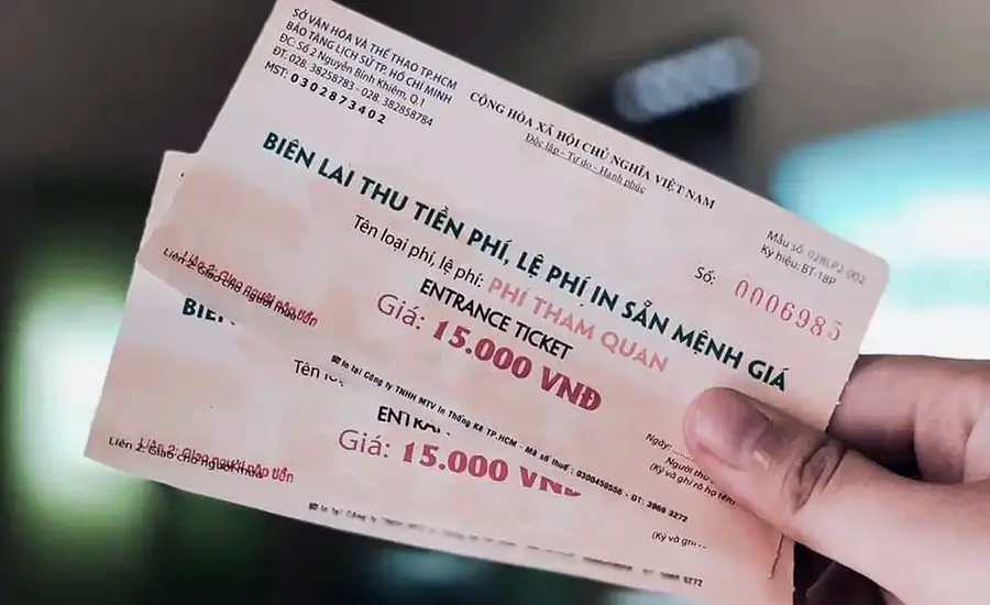 entrance ticket at History Museum of Ho Chi Minh City 
