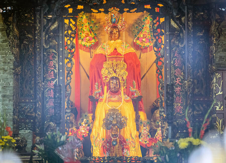 Lady Thien Hau statue at the main hall of the temple