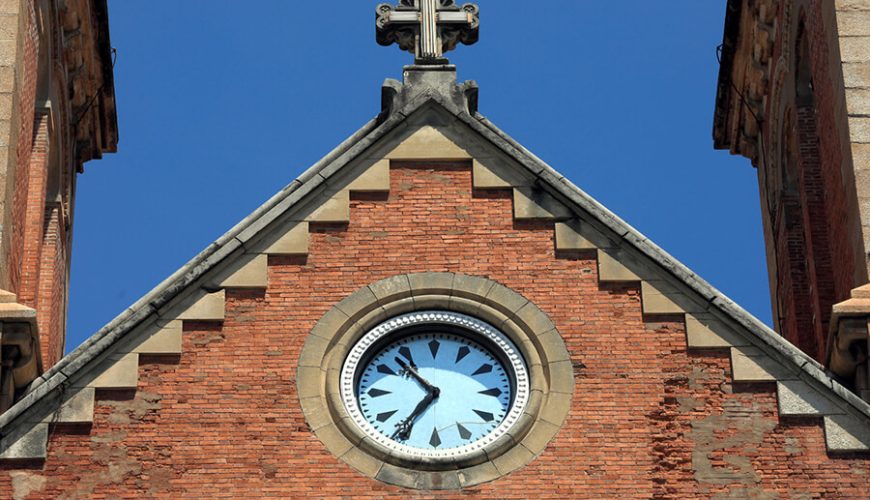 the clock in Notre Dame Cathedral Basilica of Saigon