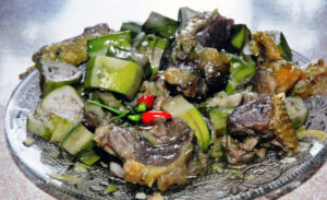 Braised duck with banana flowers