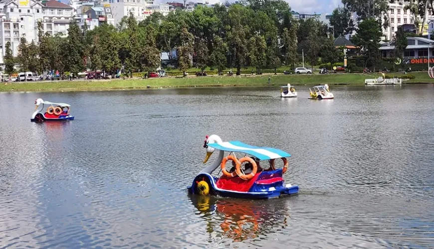 Duck paddle boat in Xuan Huong Lake