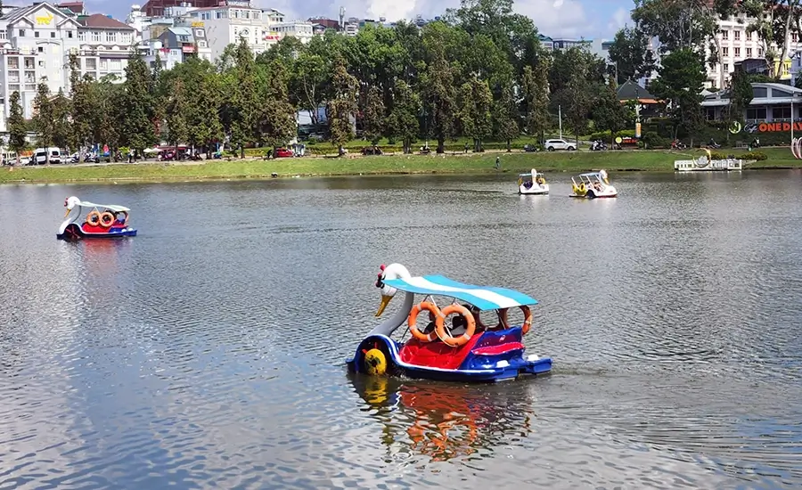 Duck paddle boat in Xuan Huong Lake
